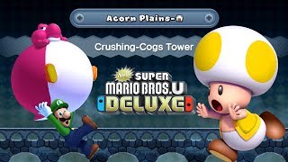 New Super Mario Bros U Deluxe - Gameplay Walkthrough Part 3 - Acorn Plains  - Crushing Cogs Tower