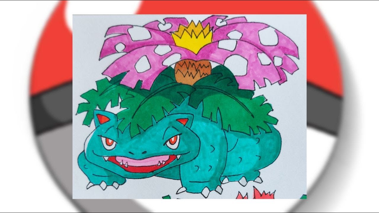 Come disegnare e colorare Pokemon 1 generazione Venusaur, image size:1280x720