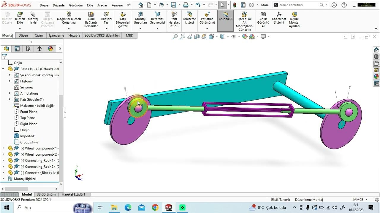 72 Solidworks CSWA Montaj Uygulamaları 3 Bağlantı Kolu Connecting Rod