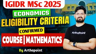 IGIDR MSc Economics Eligibility | CUET PG MA Economics 2025 | MA Economics Entrance Coaching