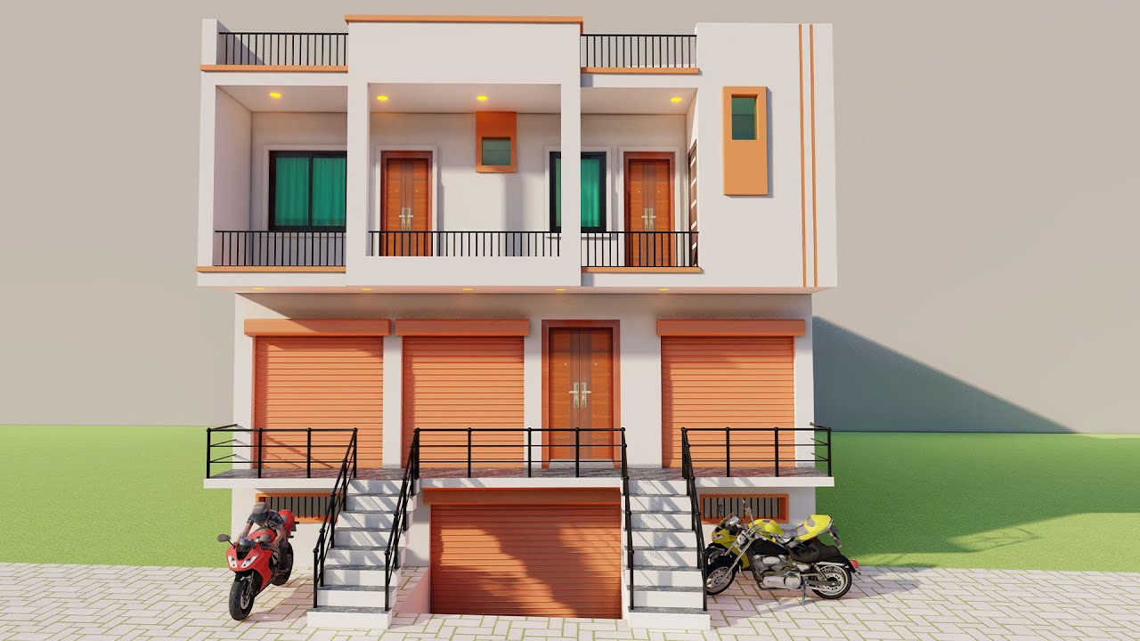 Besment Shop With Car parking House Design,33 by 56 dukan or makan ka naksha,3D House map