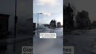 Giant wave crashes over seawall during storm in France