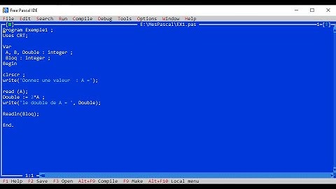 Exemple1- Mon premier programme Pascal : Écrire - Compiler - Sauvegarder - Exécuter