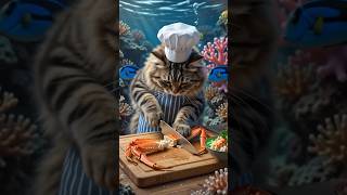 🐱🌊 Underwater Chef Cat Cooks the Ocean’s Secret Recipe! #CatCooking #UnderwaterWorld #AICreatures