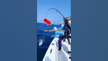 Người đàn ông bị cá lớn lôi xuống nước 😱 #shorts