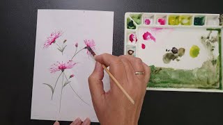 Comment peindre des fleurs à l'aquarelle facilement/Fleurs des champs/Flowers watercolor painting