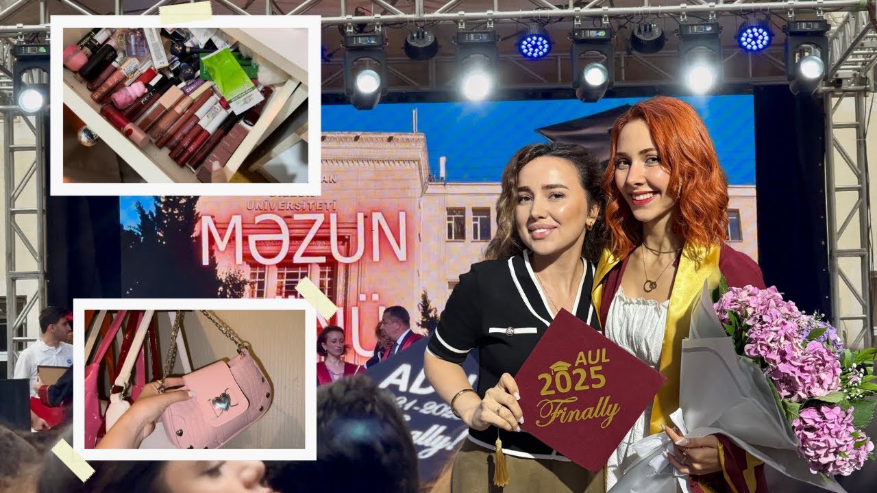 Bacımın məzun günü😍🎓 Kosmetika və çantalarını göstərirəm | 2 günlük Aziza Majidova Vlog