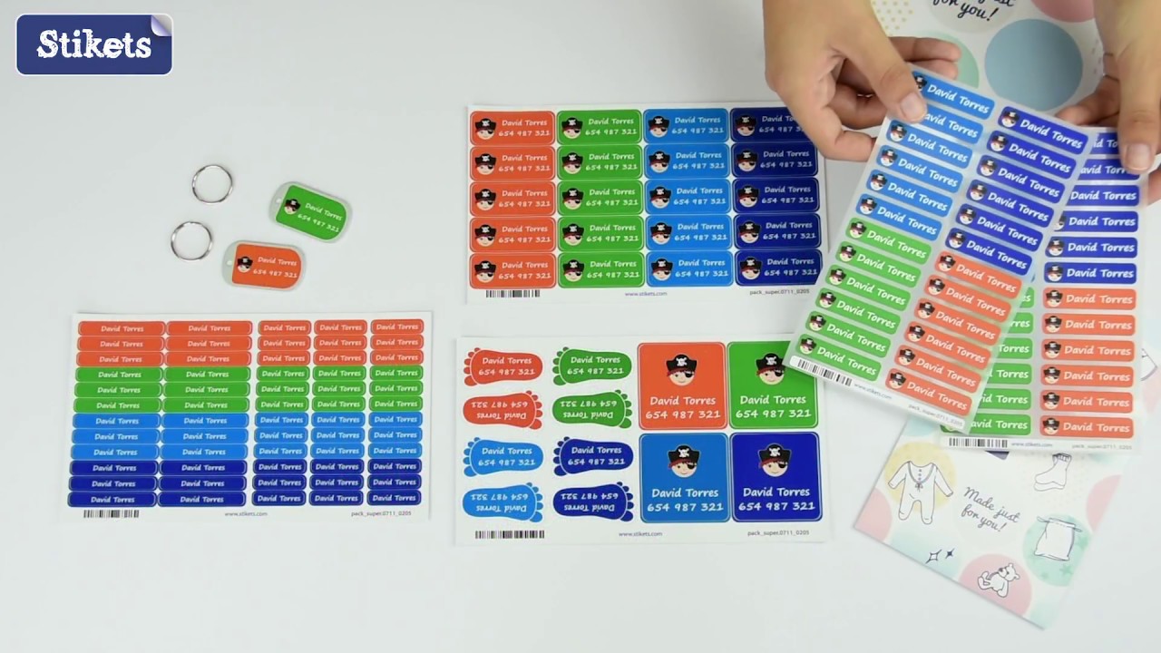 Stikets Basic Pack including 142 personalised name labels