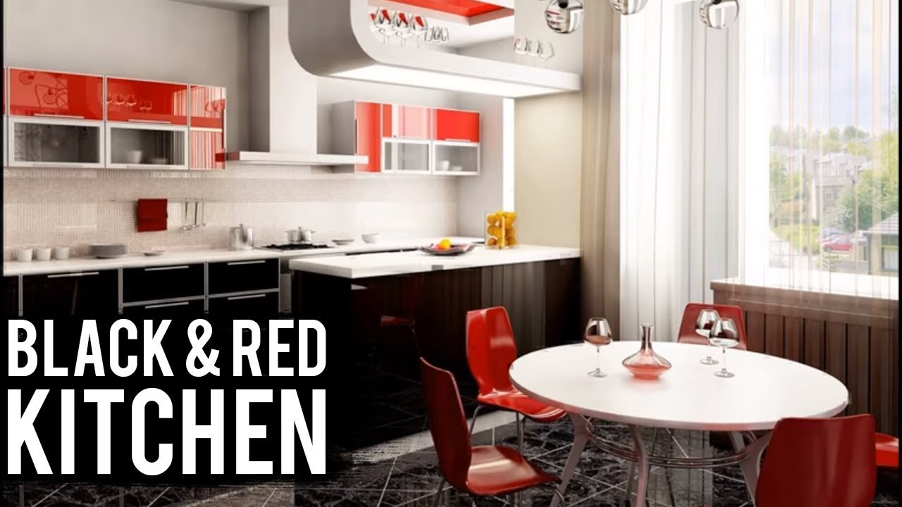 Red and black kitchen designs - YouTube  Red and black kitchen designs