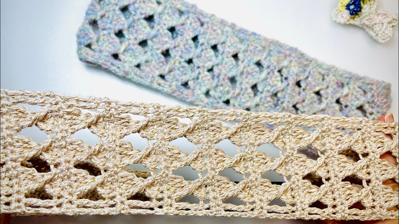 かぎ針編み　超簡単　模様編みのヘアバンドの編み方