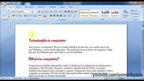 MS Word Tutorial in Telugu - Format Painter
