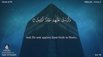 سورة الفيل مترجمه بالانجليزية بصوت القارئ سعد الغامدي Surah Al-Fîl Translated To English