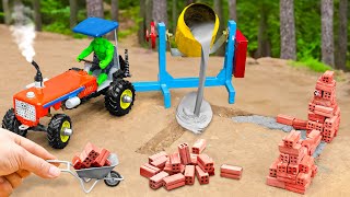 DIY tractor build a COW BARN mini science project | How to make mini Animals Barn contruction