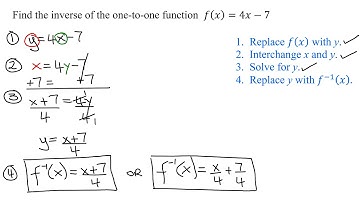Find the Inverse of a  Linear Function (Given it is One-to-One)