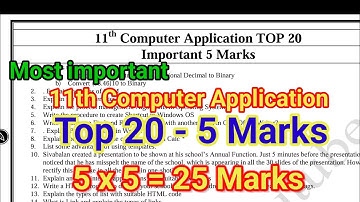 11th Computer Application Public Important Question 2025 | Top 20 - 5 Marks | 11th CA Important