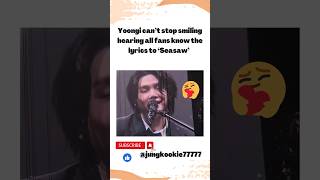 Yoongi can’t stop smiling hearing all army knows the lyrics of Seasaw #agustdtour #suga #bts #seasaw