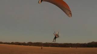 My dad's first paramotor butt landing, sliding into home
