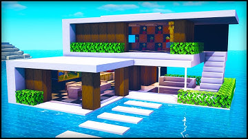 Minecraft: Cool Modern House - How to build a Modern House on Water (Tutorial)