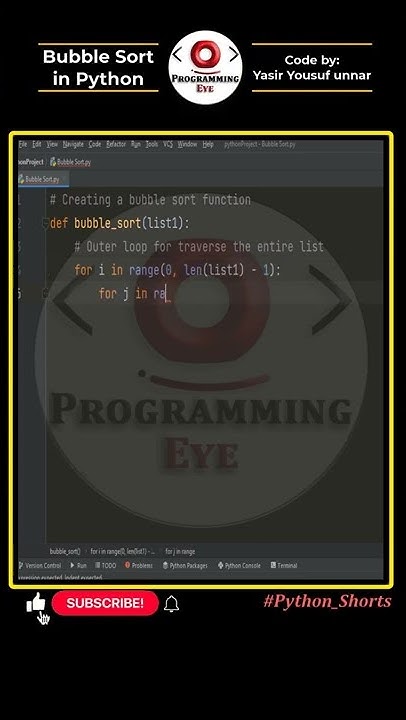 Bubble Sort Program in Python #Shorts - YouTube