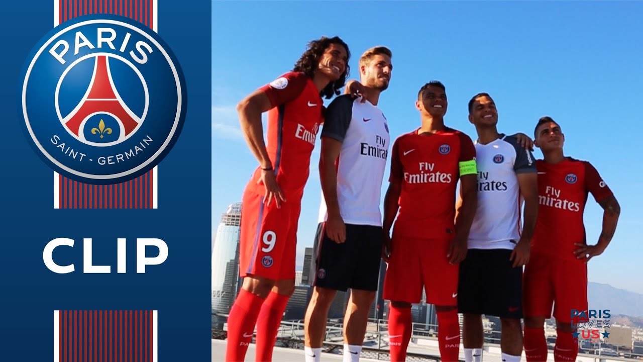 football score PRESENTING THE NEW AWAY UNIFORMS 2016/2017 with Cavani, Verratti, Thiago Silva, Ben Arfa et Trapp