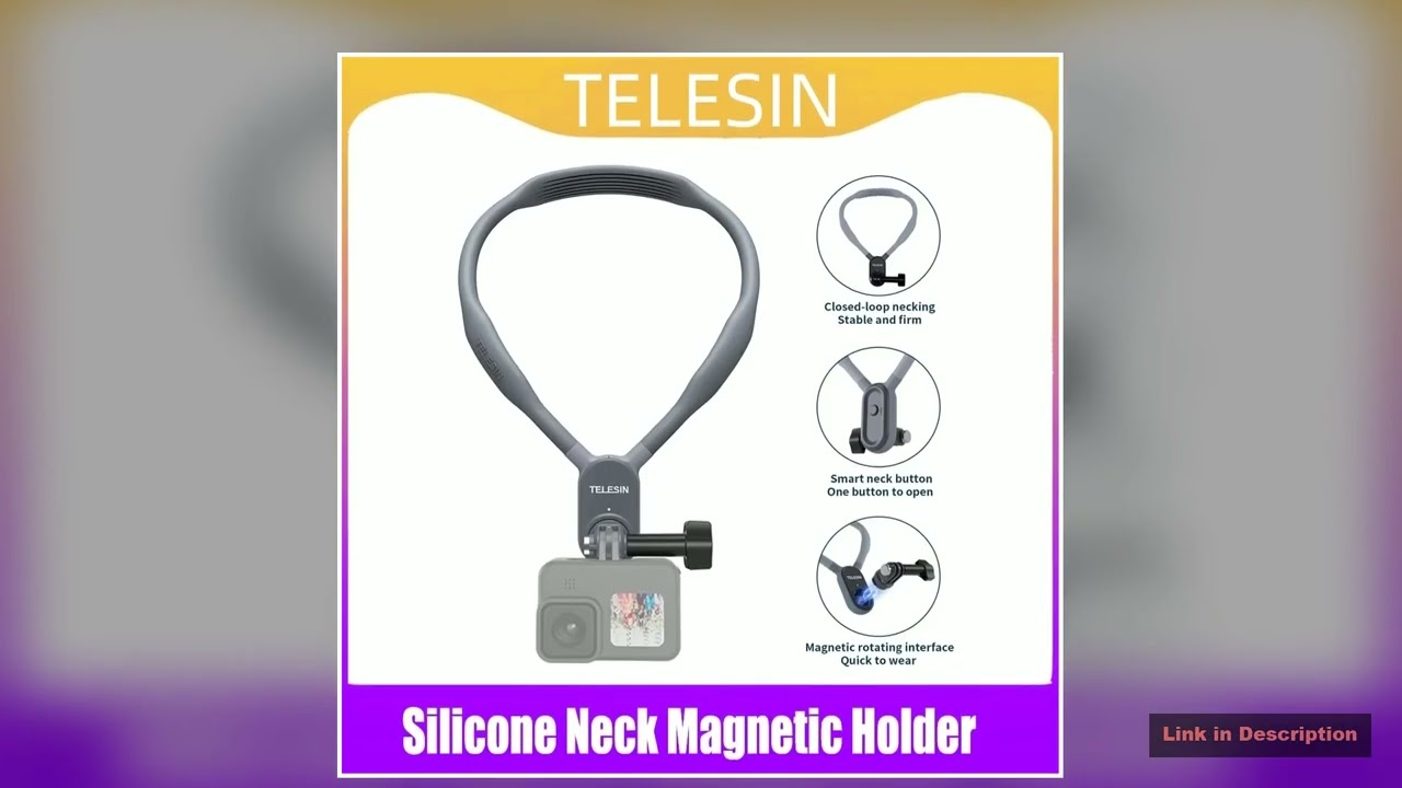 TELESIN Silicone Magnetic Neck Mount Quick Release Holder for GoPro Hero11 10 9 8 7 6 5 Insta360