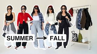 WHAT TO WEAR BETWEEN SEASONS ☀️🍂 Transitional Capsule Wardrobe 12 pieces, 34 Summer to Fall outfits screenshot 1