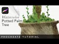 Watercolor Red Palm tree in Procreate (Tutorial)