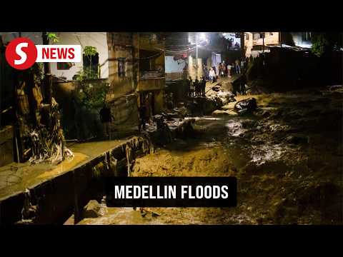 Heavy rains flood Colombia's Medellin streets