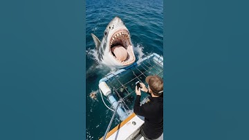 POV: A shark attacks a man who was recording a shark cage #pov #shark #attack #ocean