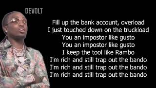 Quavo  - Trapstar (Lyrics) on screen