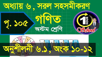 গণিত ৮ম শ্রেণি, অধ্যায় ৬, সরল সহসমীকরণ পৃষ্ঠা 105, Exercise 6.1 Number 10 to 12 Class 8 Math