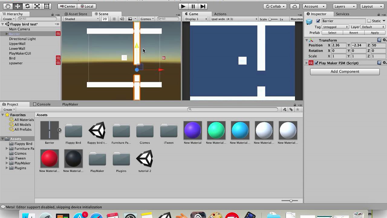 Unity 3d playmaker 玩 flappy bird tutorial series part 3 中文遊戲教學 (spawner ...