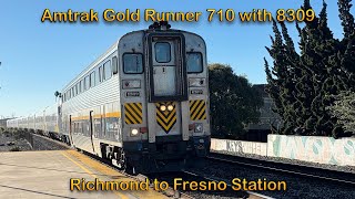 Famous Amtrak Gold Runner 710 Siemens Venture Train with BiLevel Cab Car 8309 Richmond to Fresno Station 4K Net Worth
