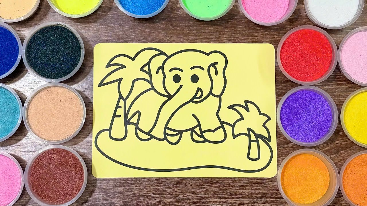 Cute Elephant Sand Art 🌈 Relaxing Colorful Sand Painting for Kids (Sand Art World Kids)