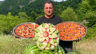 Homemade PIZZA from Handmade Oven with Refreshing WATERMELON juice! Life in the village