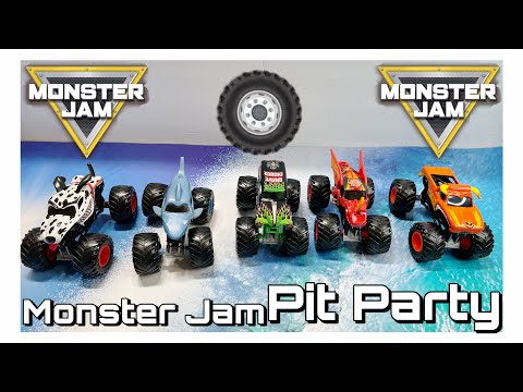 ミニカー Monster Jam Pit Party & Go 10 TRUCKS set Monster Jam, Official Pit Party 5-Pack of 1:64 Scale Monster