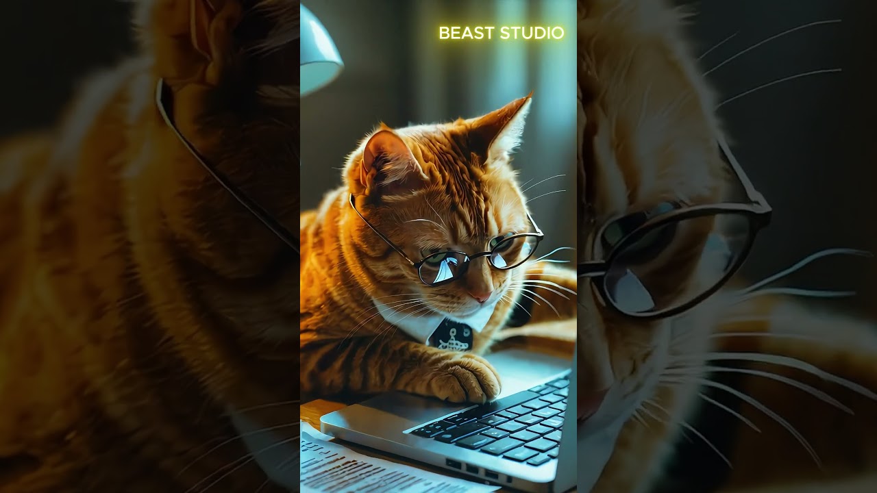 Office Cat CEO: The Spectacled Feline Professional Taking Over the Keyboard! 🐱💻👓