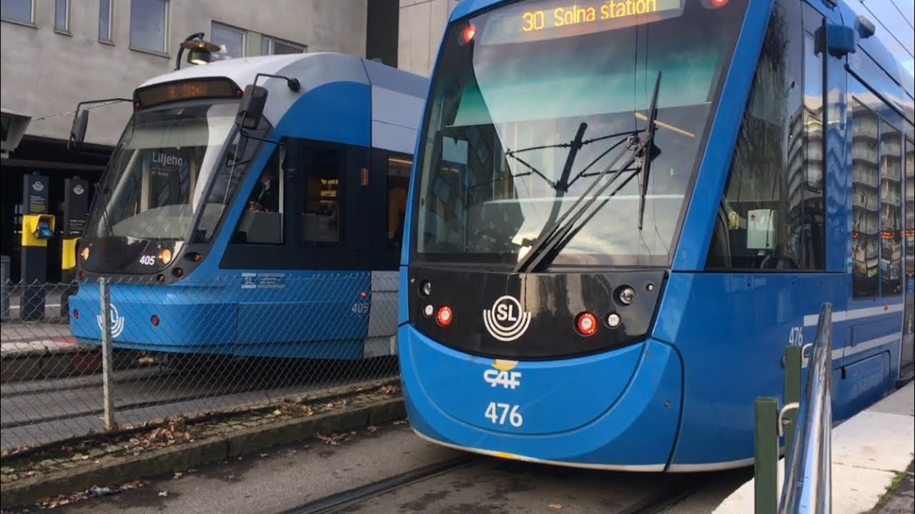 Stockholms tvärbana på stationerna Årstaberg, Årstadal, Gullmarsplan och Liljeholmen. SL.