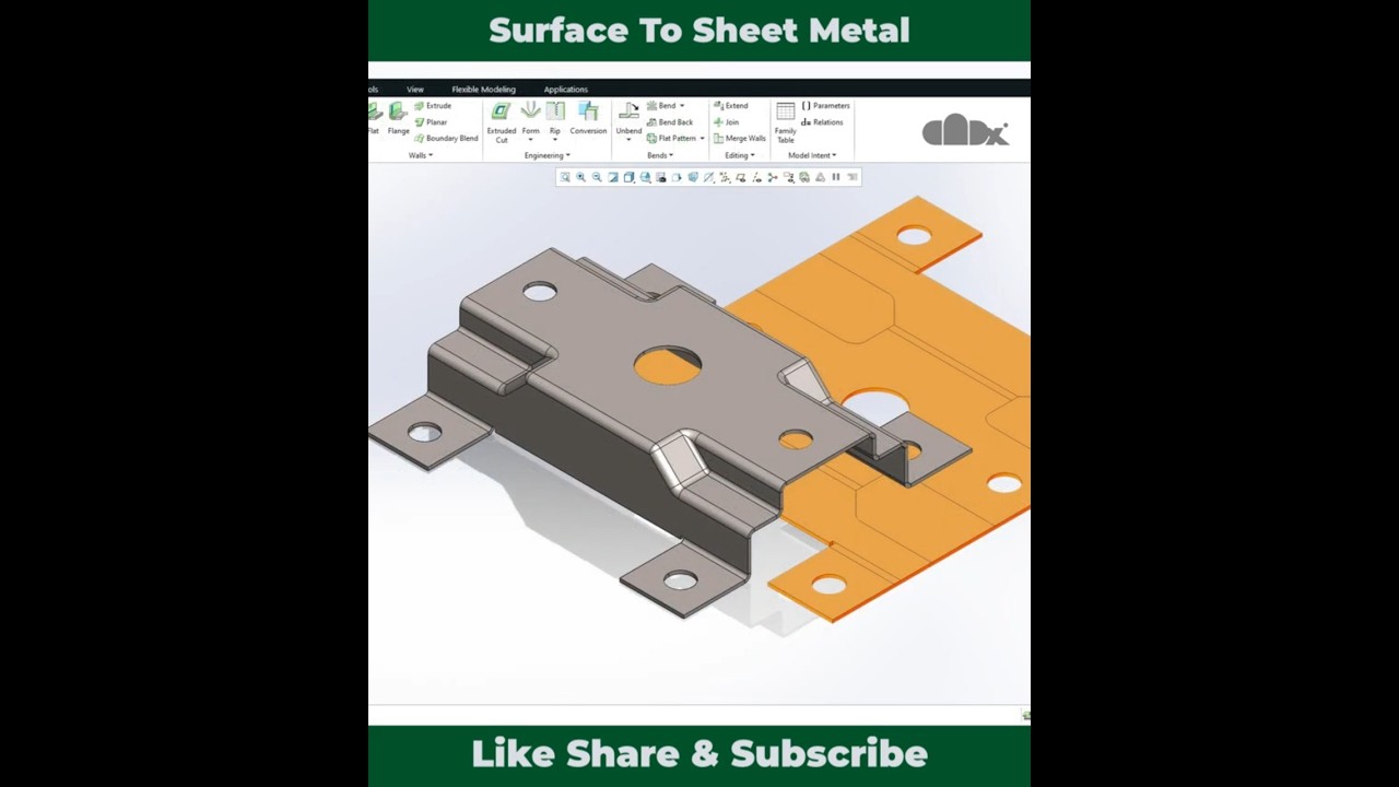Surface to sheet metal in creo | Creo Sheet metal tutorials | Shorts | cadx