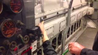 Diesel submarine main engine running