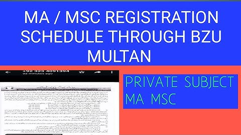 MA MSC registration ll private candidate BZU Multan