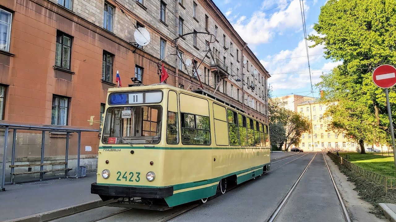 Поездка на музейном трамвае ЛМ-68М б.2423 (20.05.2023) Санкт-Петербург