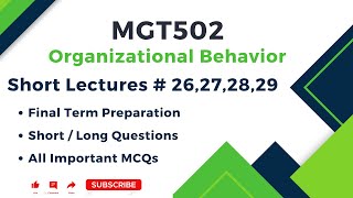 mgt502 lec 26 à 29 | MGT502 cours 26-29 | mgt502 préparation au dernier trimestre 2025 | mgt502 c...