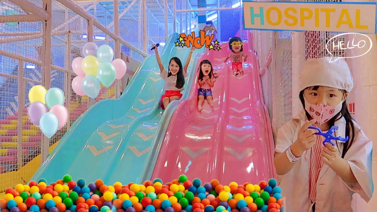 Main Perosotan Warna Warni Penuh Bola dan Main Jadi Dokter Dokteran