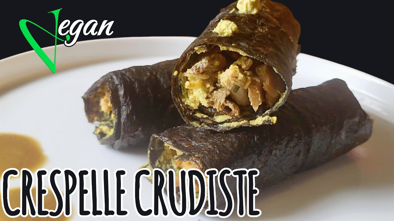 🍄🔥Crespelle crudiste di champignon e zucchine con ragù di porcini, jackfruit e burro di girasole