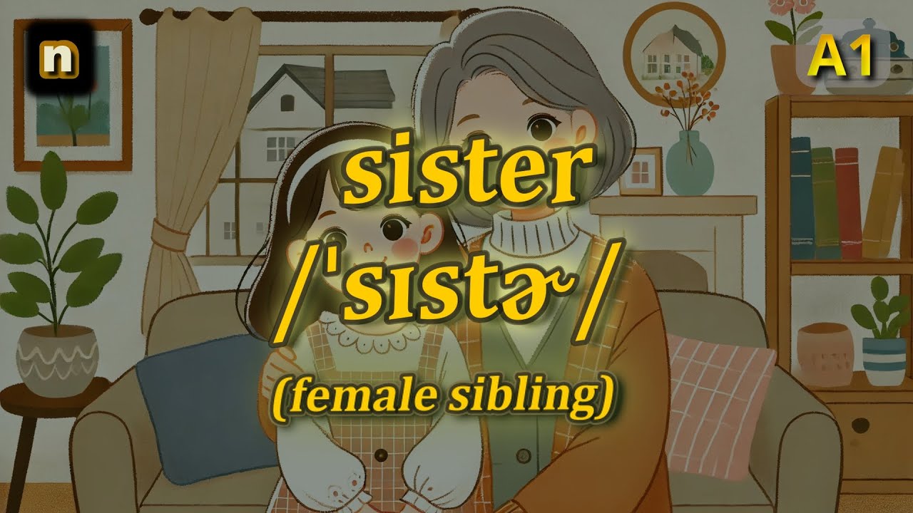 [n] Sister meaning (female sibling) with 5 examples - YouTube
