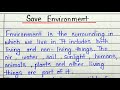 Save environment essay in english for students