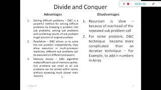 DIVIDE AND CONQUER ADVANTAGES N DISADVANTAGES