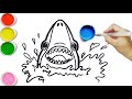 Shark Drawing Painting colouring For kids and toddlers #shark