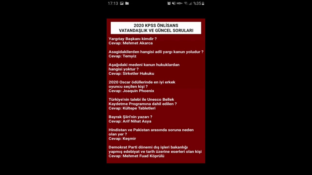 Son 10 Yilin Kpss Onlisans Cikmis Soru Ve Yanitlari 2021 Kpss Guncel Bilgiler